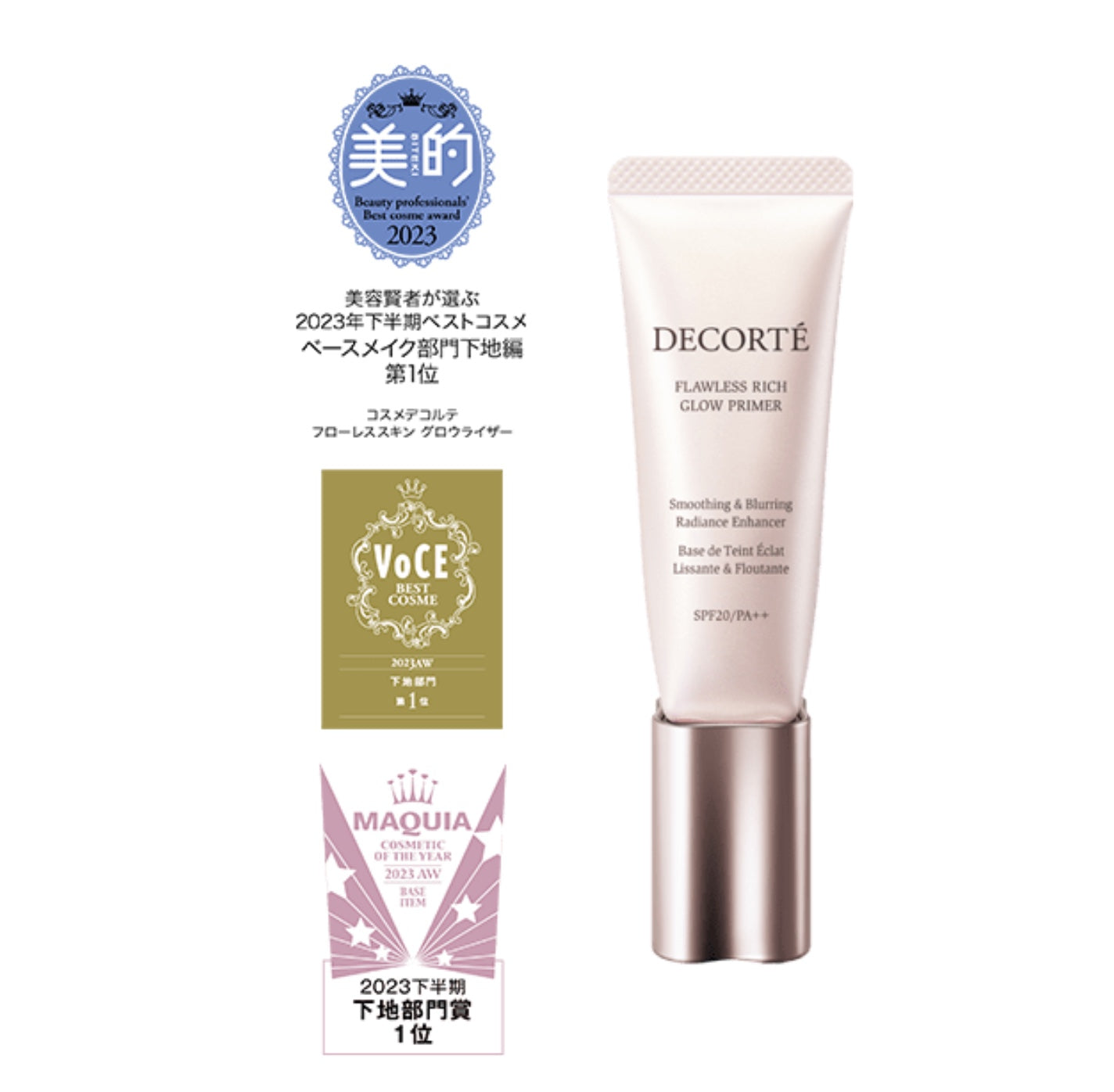 DECORTE Flawless Rich Glow Primer (Flawless Skin Glow Riser) SPF20/PA+ ...